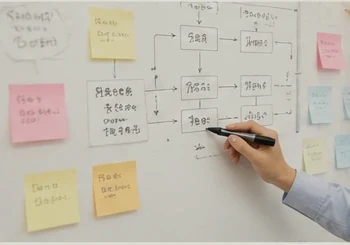改善テーマを整理するホワイトボードのイメージ