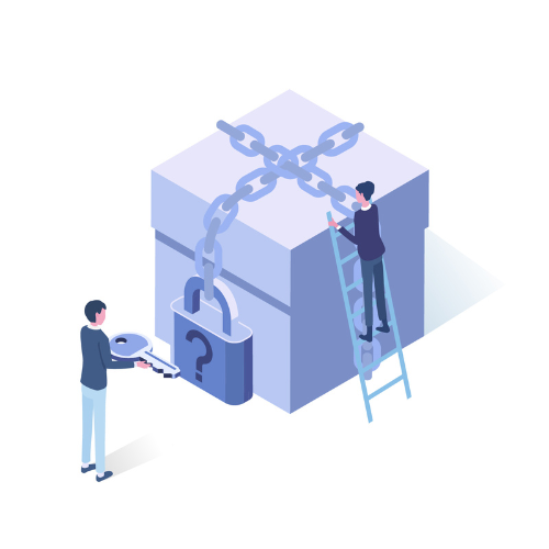 秘密の箱に鍵をかけるイラスト